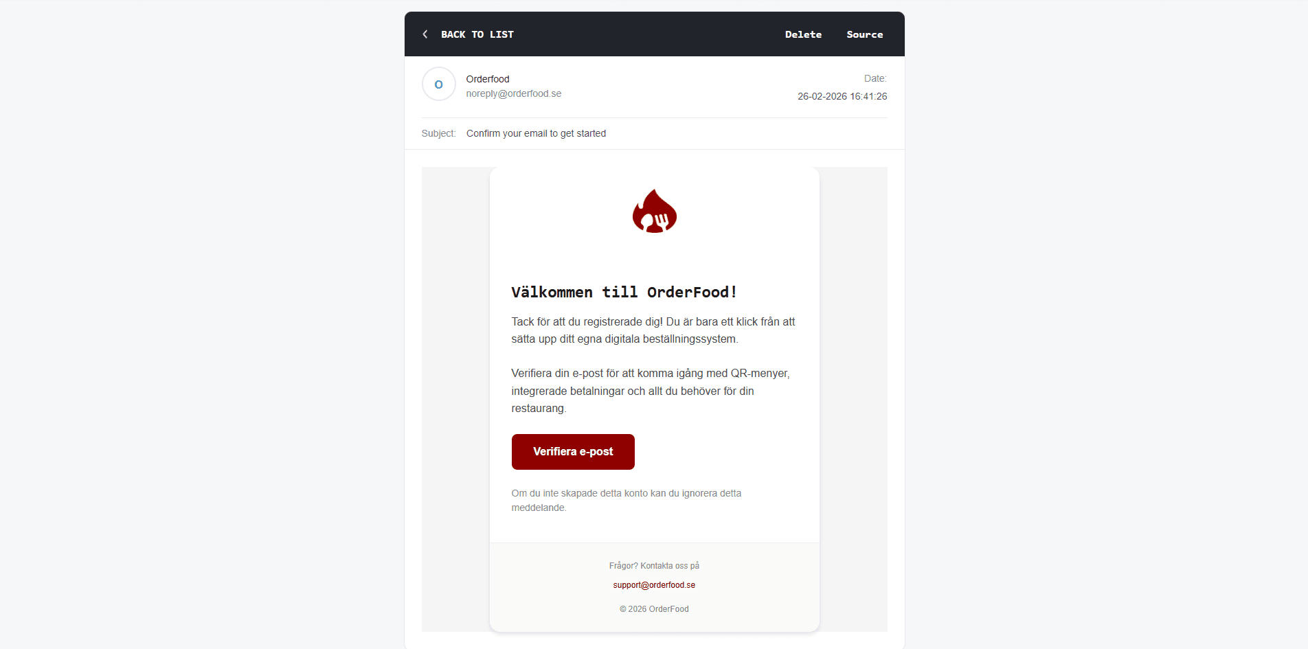 Verifieringsmail med bekräftelselänk